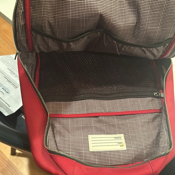 Jack spade backpack - used once.  Red with plaid interior. - Picture 6 of 6